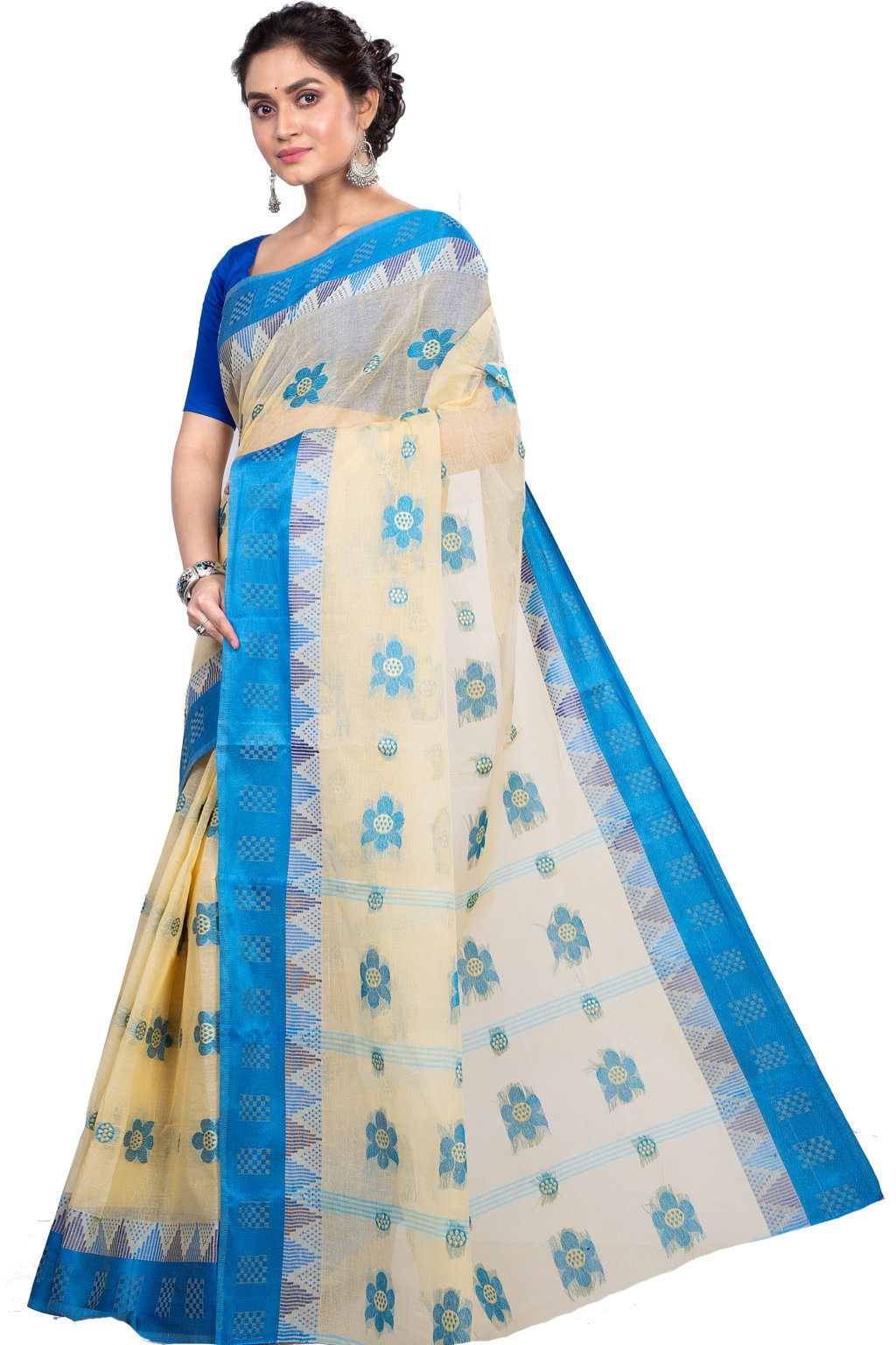Sky Blue Pure Cotton Palasful Tant Saree (897)